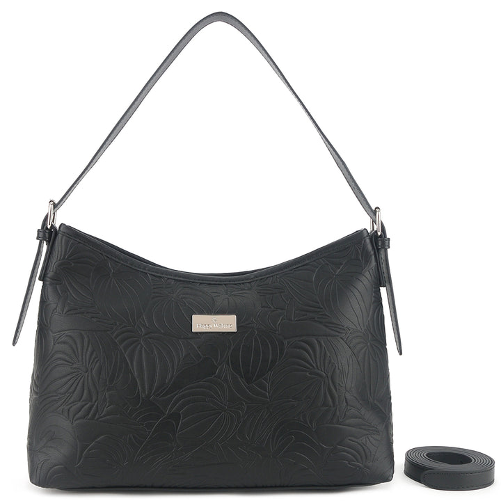 Shoulder Bag Edith Anthurium Embossed Black