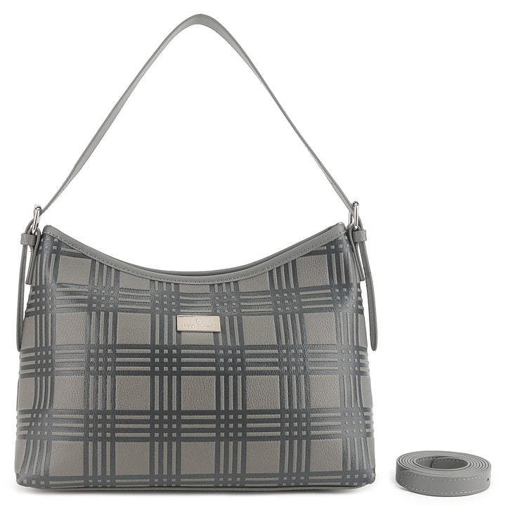 Shoulder Bag Edith Palaka Embossed Grey