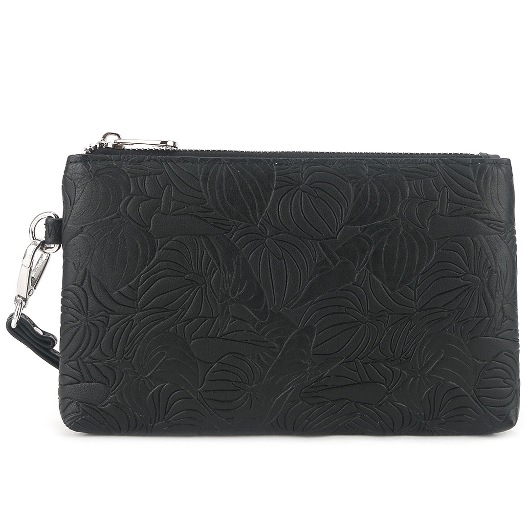 anthurium coin Wristlet Melody Anthurium Embossed Black