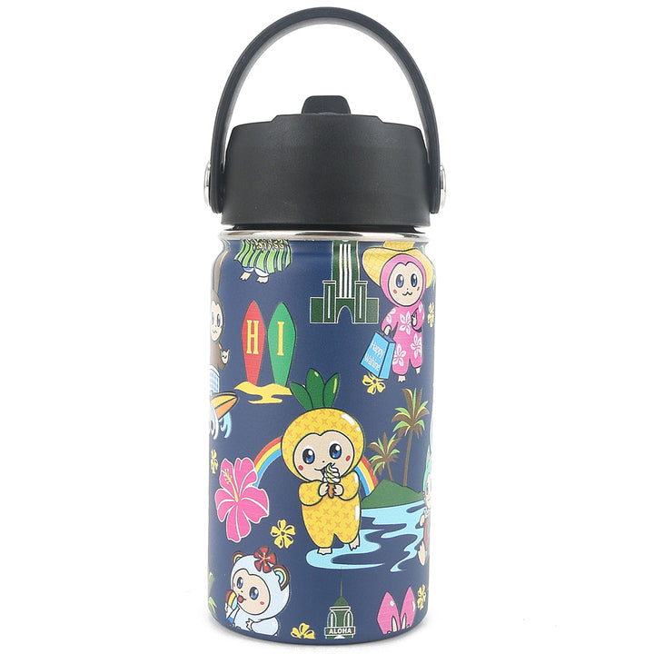 Insulated Water Bottle 12oz Aloha Monsters Navy