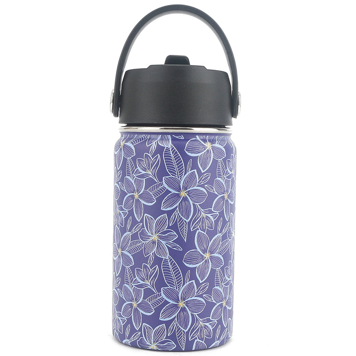 Insulated Water Bottle 12oz Plumeria Blue