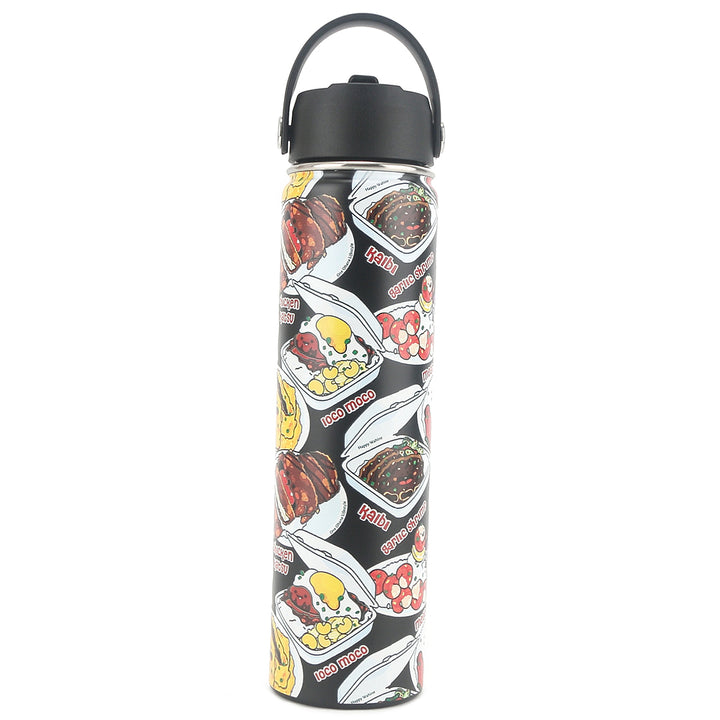 Insulated Water Bottle 24oz Plate Lunch Black
