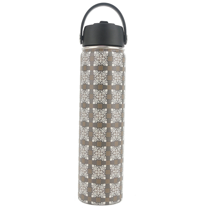 Insulated Water Bottle 24oz Quilt Palaka Brown