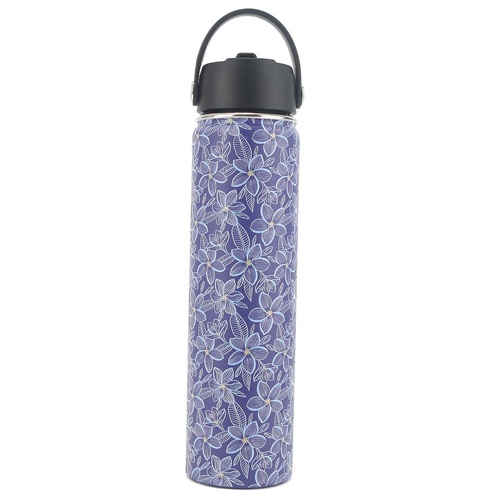 Insulated Water Bottle 24oz Plumeria Blue