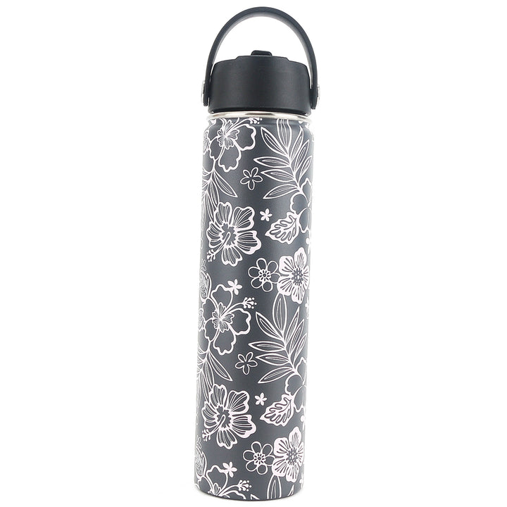 Insulated Water Bottle 24oz Cherry Blossom Pink Grey