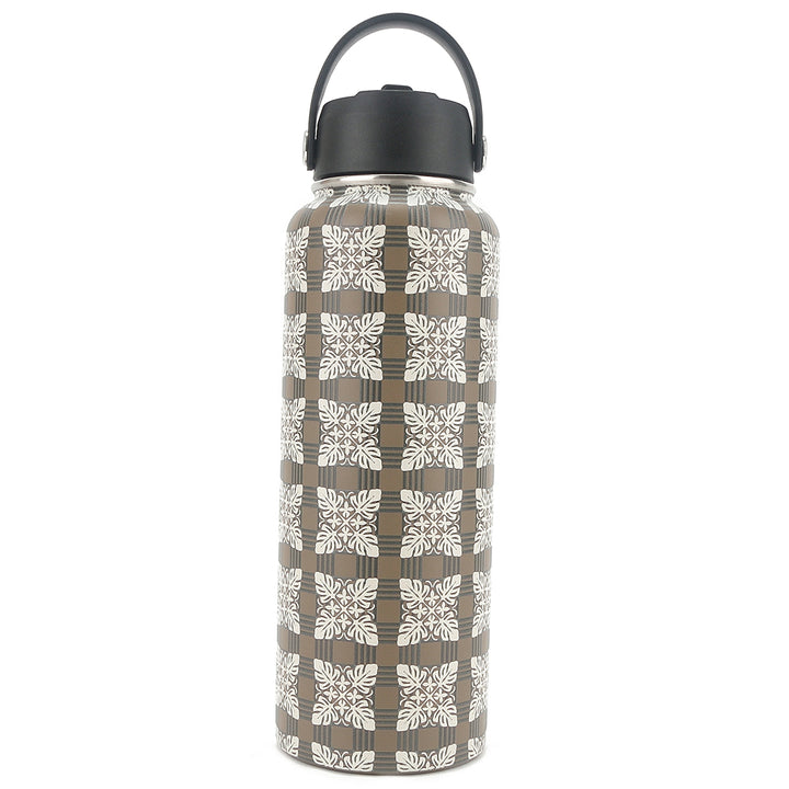 Insulated Water Bottle 40oz Quilt Palaka Brown