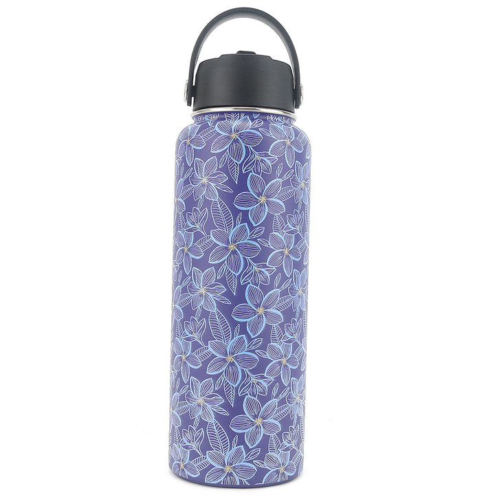 Insulated Water Bottle 40oz Plumeria Blue