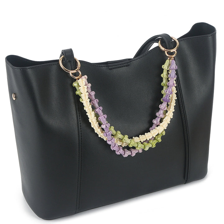 Lei Deco Charm 3-std White Crown Purple Green Puakenikeni