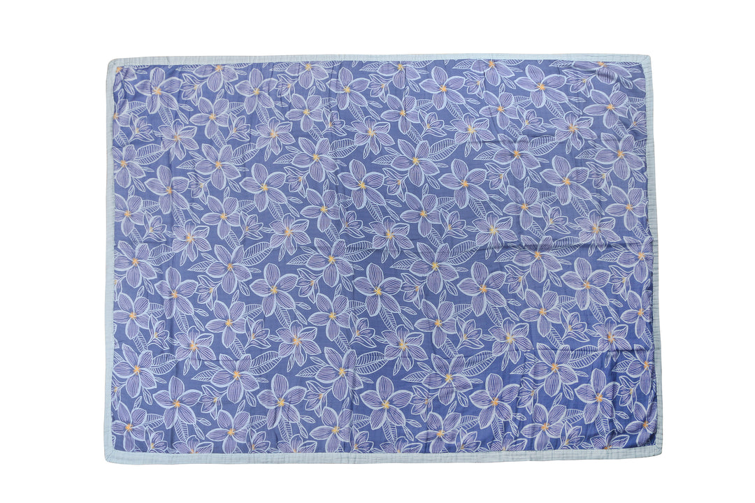 Luxury Bamboo Blanket Plumeria Blue