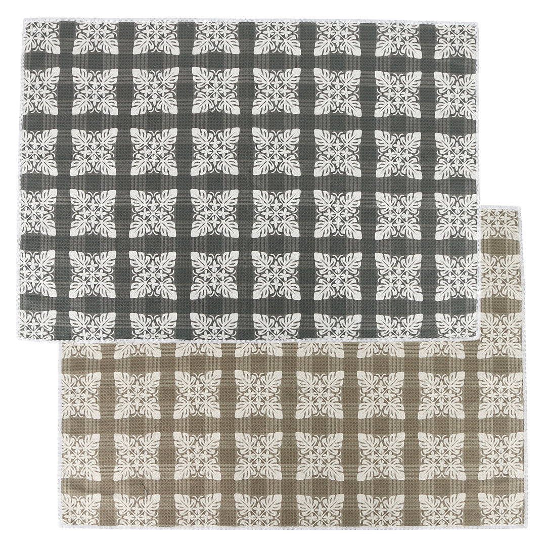 Multi-Purpose Waffle Kitchen Towel Palaka Quilt Brown