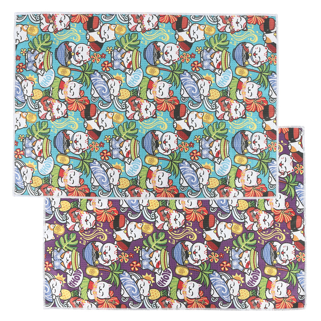 Multi-Purpose Waffle Kitchen Towel Neko Teal
