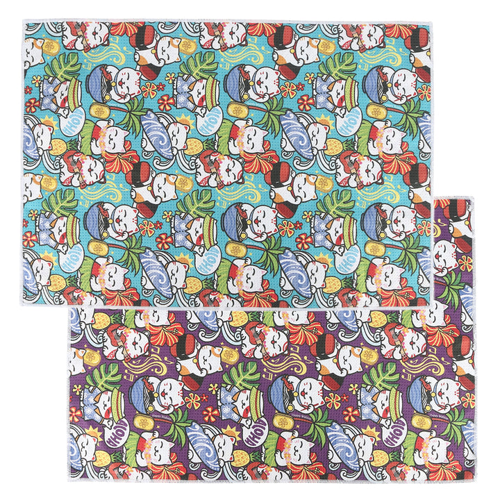 Multi-Purpose Waffle Kitchen Towel Neko Teal