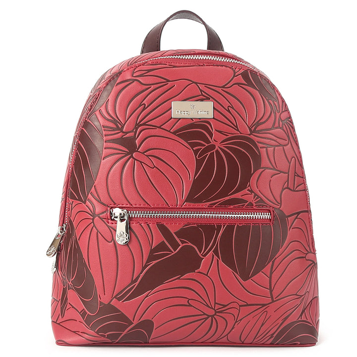 Backpack Tiffany Anthurium Embossed Brown-Red