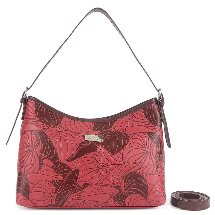 Shoulder Bag Edith Anthurium Embossed Brown-Red