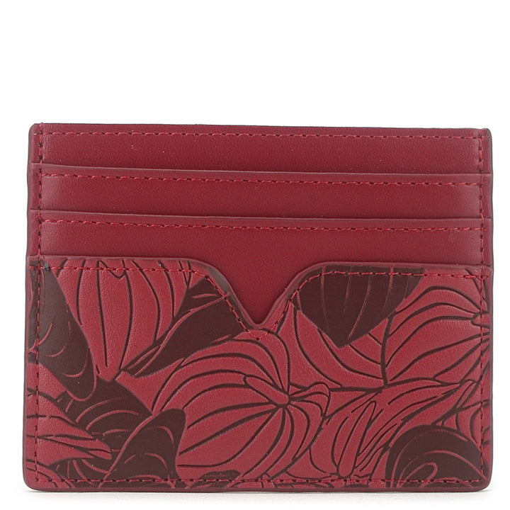 Card Case Meilany Anthurium Embossed Red