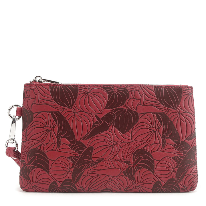 Wristlet Melody Anthurium Embossed Brown-Red