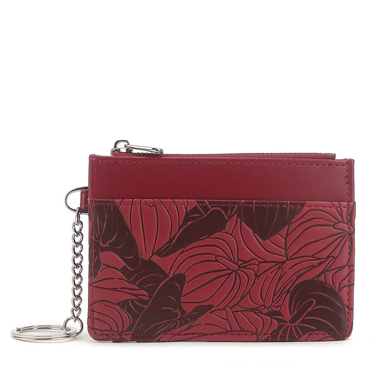 Card Case Olivia Anthurium Embossed Brown-Red