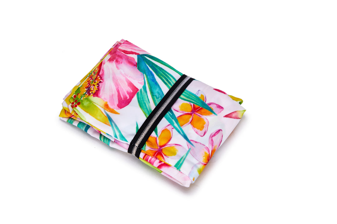 Foldable Bag Jake Watercolor Hibiscus White