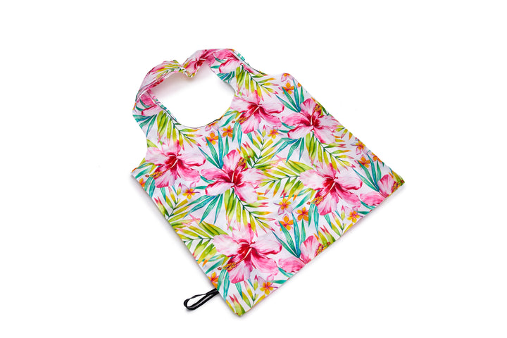 Foldable Bag Jake Watercolor Hibiscus White