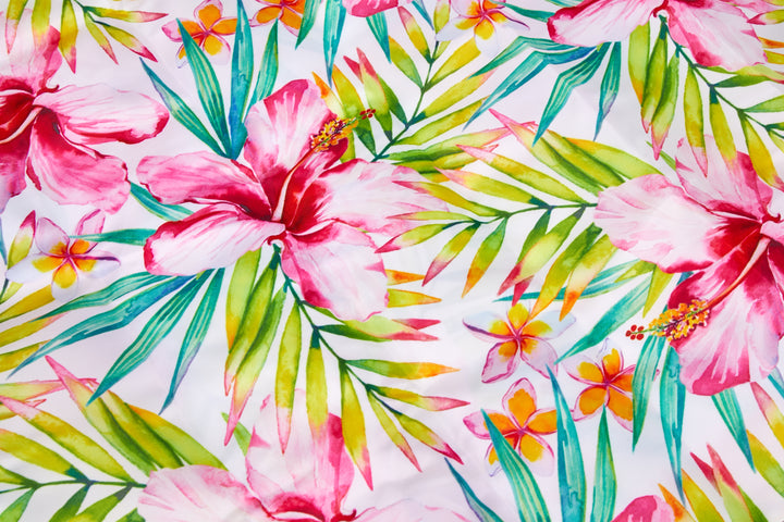 Foldable Bag Jake Watercolor Hibiscus White
