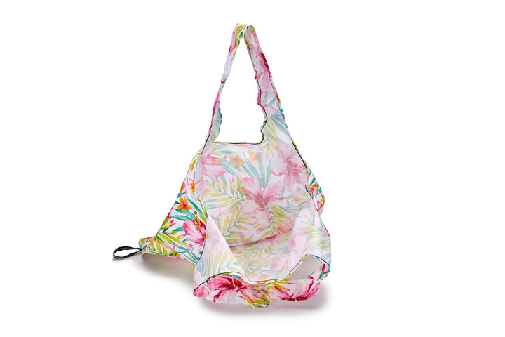 Foldable Bag Jake Watercolor Hibiscus White