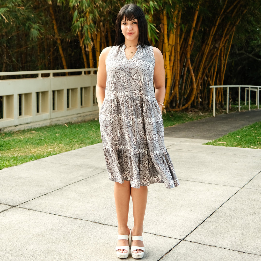 Sleevless Dress Kaipo Lauae Grey