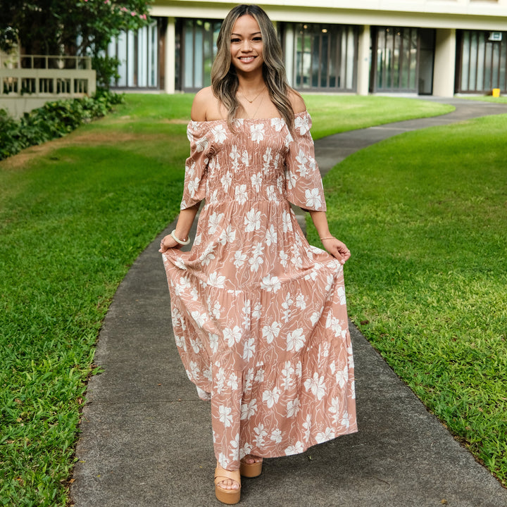 Maxi Dress Noelani Hibiscus Mocha