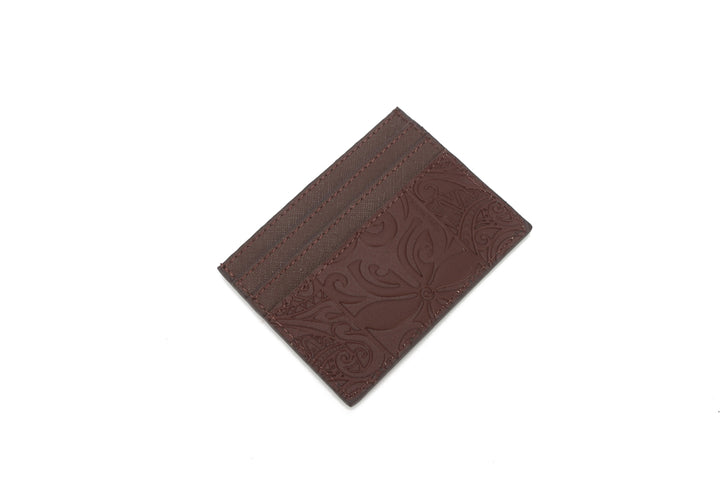Card Case Meilany Tapa Tiare Embossed Brown