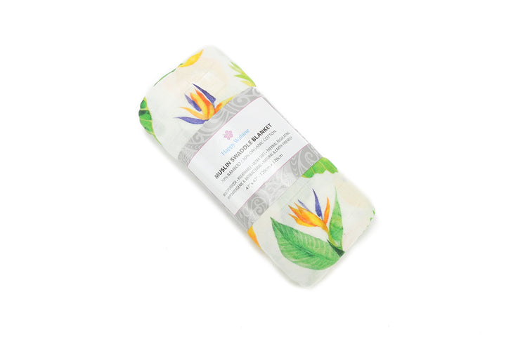 Baby Muslin Swaddle Pineapple Monstera White