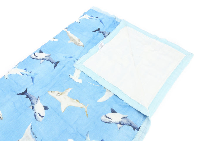 Baby Blanket Happy Sharks Blue