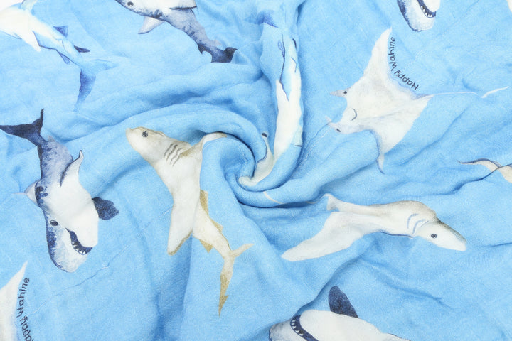 Baby Blanket Happy Sharks Blue