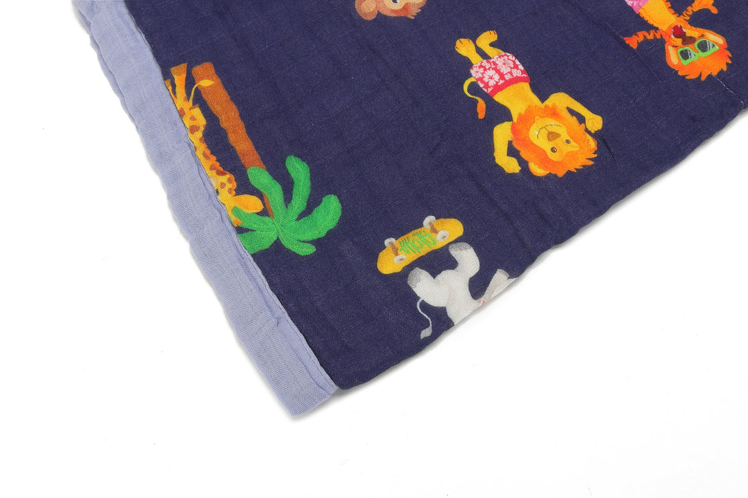 Baby Blanket Zoo Animals Navy