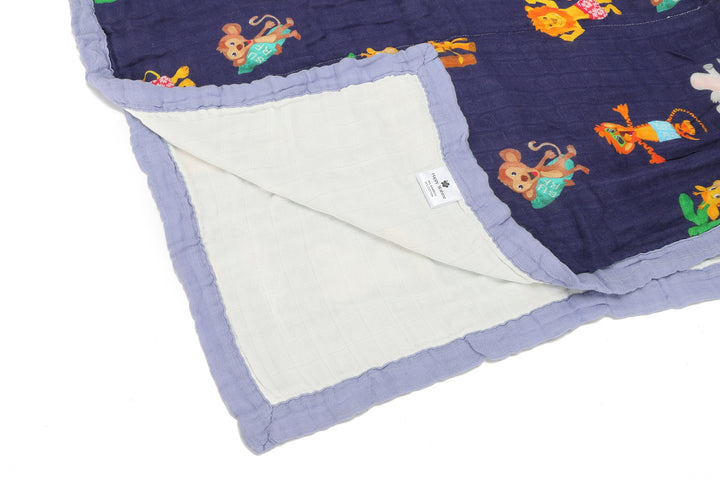 Baby Blanket Zoo Animals Navy