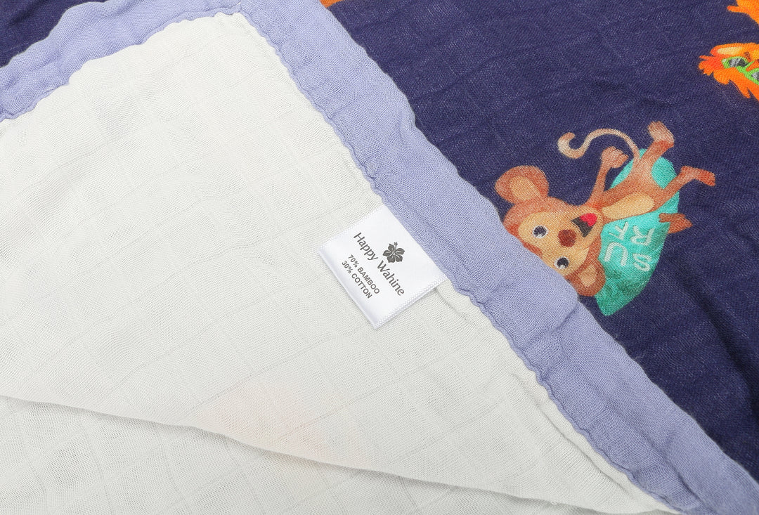 Baby Blanket Zoo Animals Navy