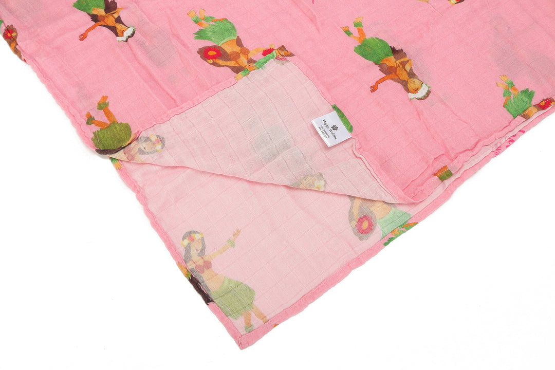 Baby Muslin Swaddle Hula Girl Pink