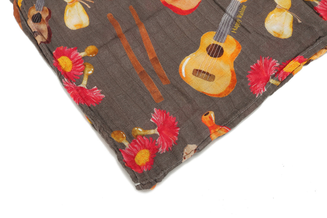 Baby Muslin Swaddle Hawaii Music Instrument Brown