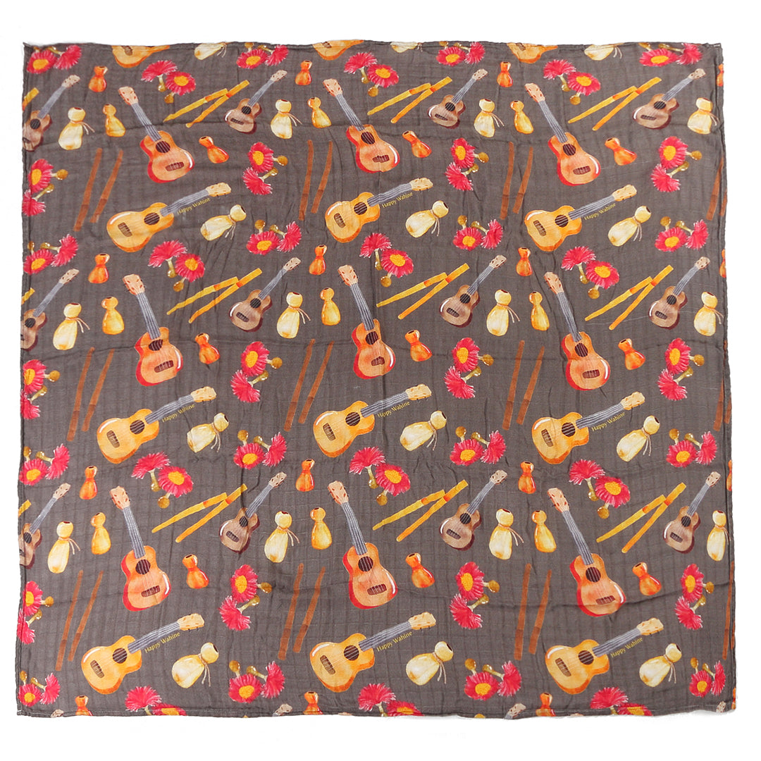 Baby Muslin Swaddle Hawaii Music Instrument Brown