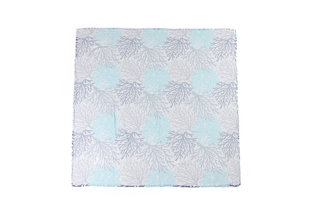 Baby Muslin Swaddle Coral Blue