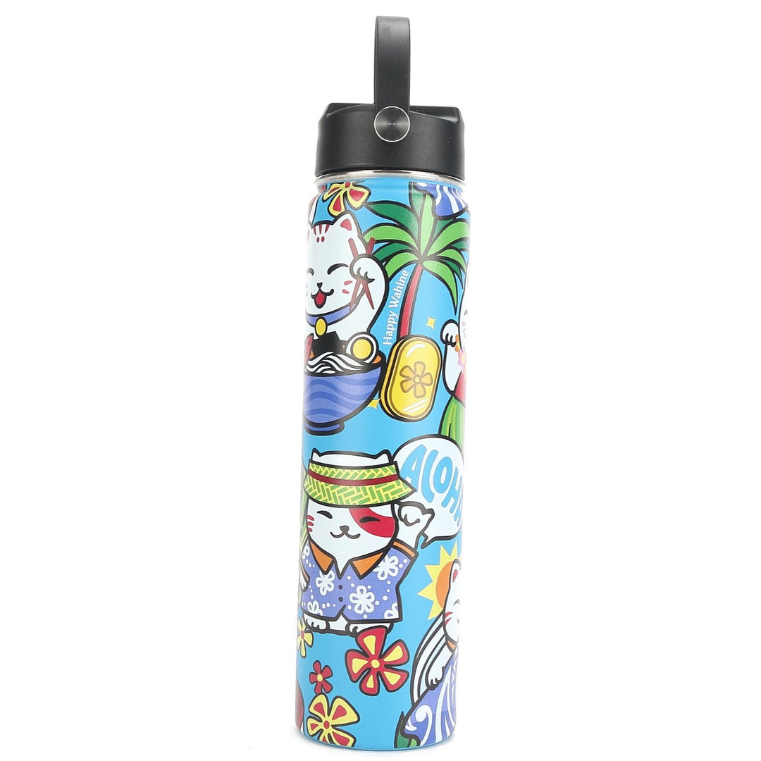 Insulated Water Bottle 24oz Neko Teal