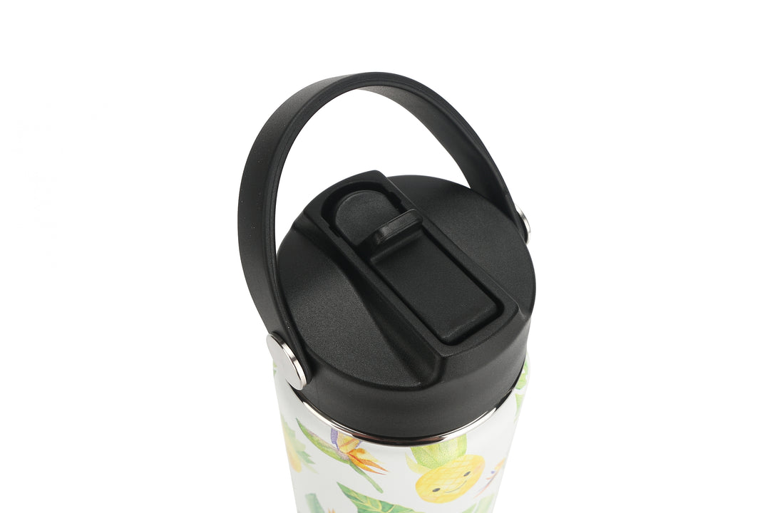 Insulated Water Bottle 24oz Pineapple Monstera White