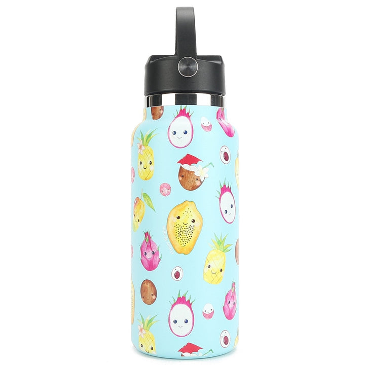 Insulated Water Bottle 32oz Fruits Hawaii Mint