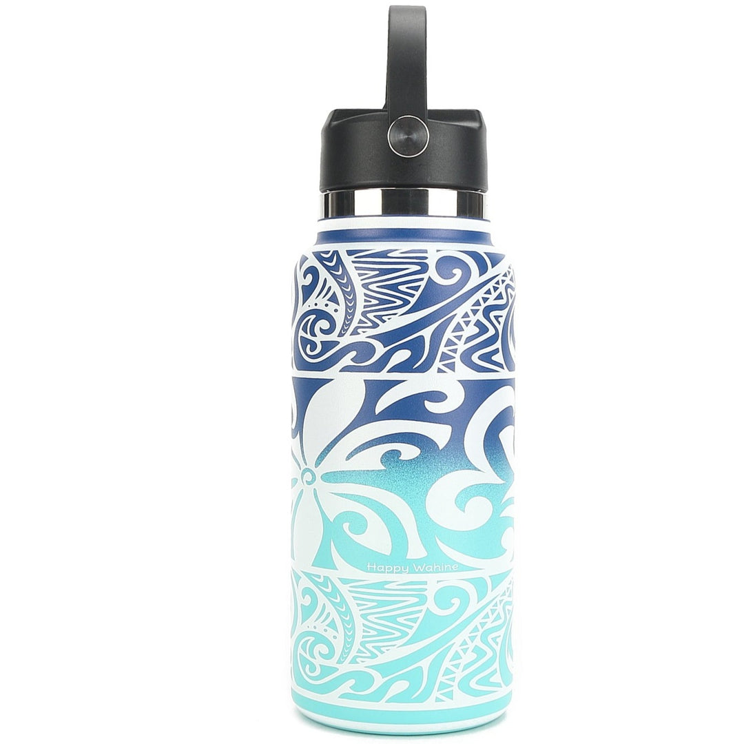 Insulated Water Bottle 24oz Tapa Tiare Aqua-Pink-Purple