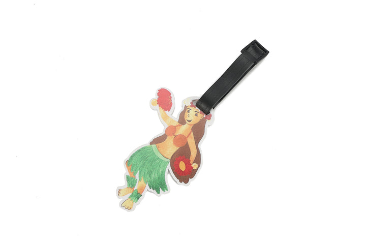 Luggage Tag Hula Girl White