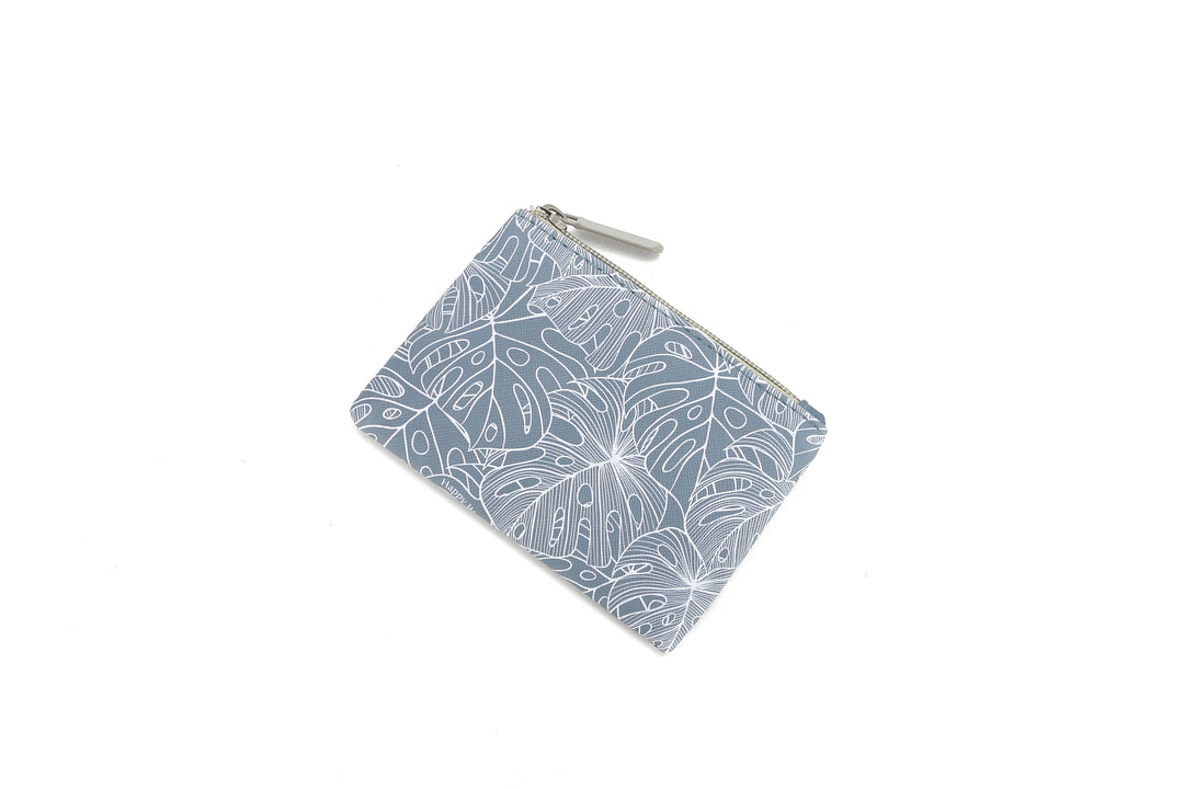 Pouch Zip Small Monstera Lines Grey