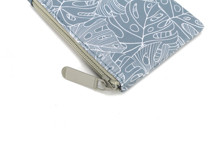 Pouch Zip Small Monstera Lines Grey