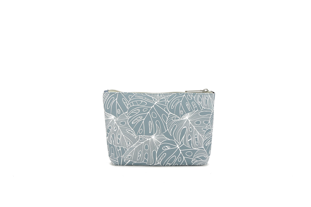 Pouch Gusset Small Monstera Lines Grey