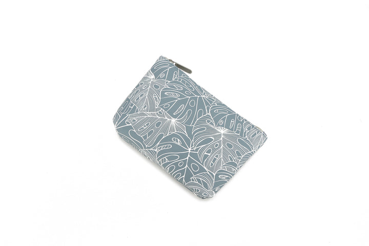 Pouch Gusset Small Monstera Lines Grey