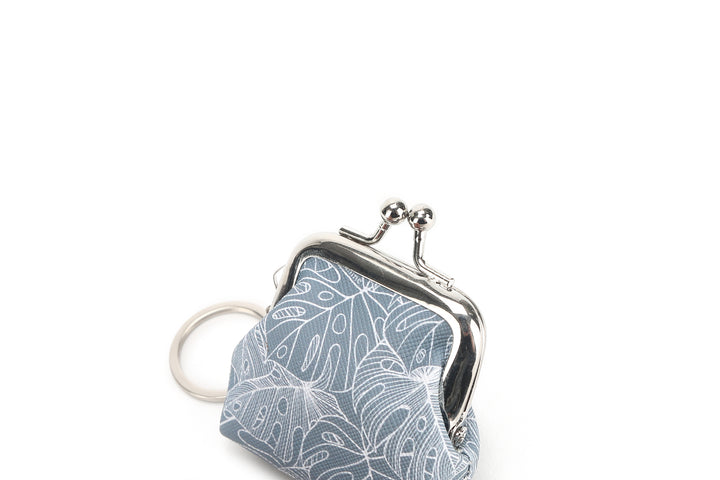 Pouch Coin Small Monstera Lines Grey