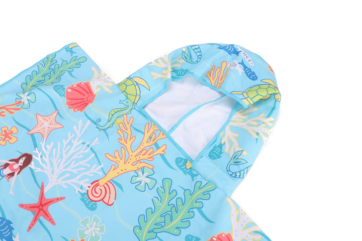 Hooded Beach Towel Poncho Teenager Mermaid Blue