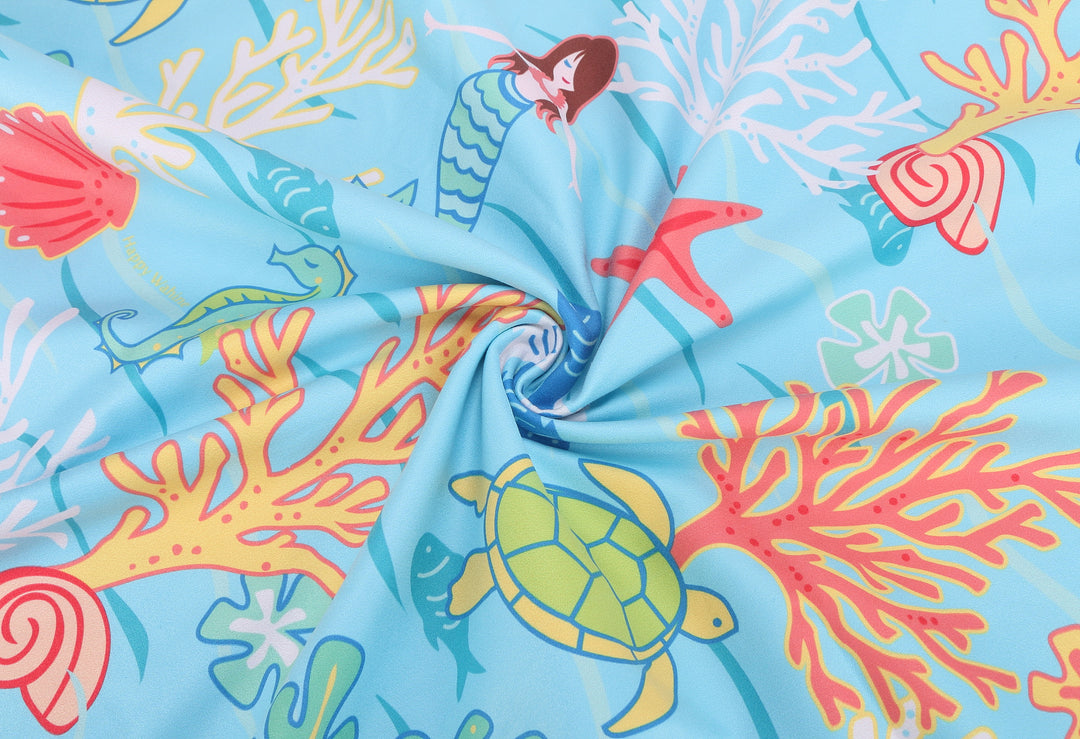 Hooded Beach Towel Poncho Teenager Mermaid Blue